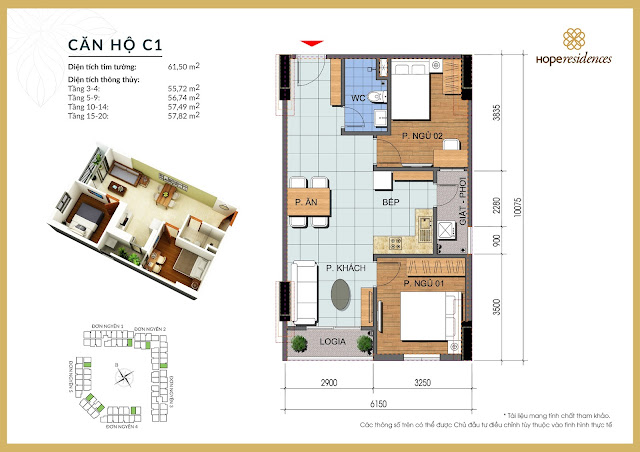 Mặt bằng thiết kế tòa Đơn Nguyên 5 Hope Residences Phúc Đồng Mặt bằng thiết kế tòa Đơn Nguyên 5 Hope Residences Phúc Đồng